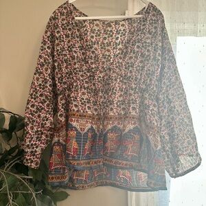 Old Navy Multicolor Floral Elephant Blouse